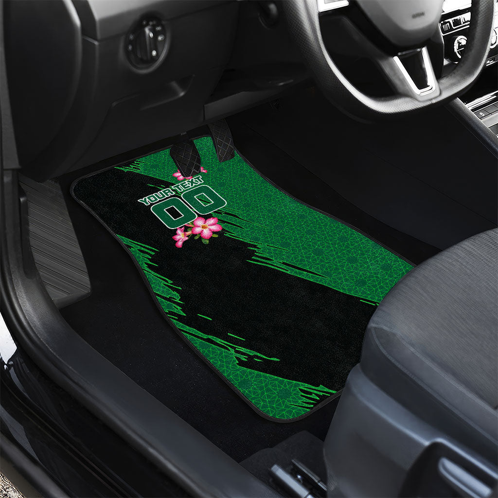 Personalized Saudi Arabia Football Car Mats Falcon Mascot Green - Desert Rose Geometric