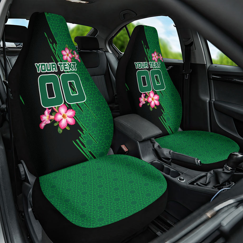 Personalized Saudi Arabia Football Car Seat Cover Falcon Mascot Green - Desert Rose Geometric