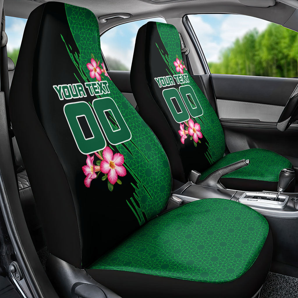 Personalized Saudi Arabia Football Car Seat Cover Falcon Mascot Green - Desert Rose Geometric