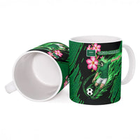 Personalized Saudi Arabia Football Ceramic Mug Falcon Mascot Green - Desert Rose Geometric