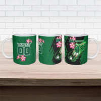 Personalized Saudi Arabia Football Ceramic Mug Falcon Mascot Green - Desert Rose Geometric