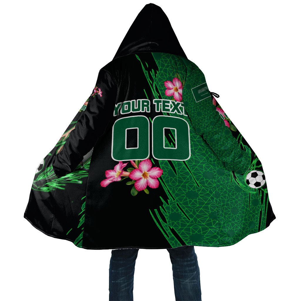 Personalized Saudi Arabia Football Cloak Falcon Mascot Green - Desert Rose Geometric