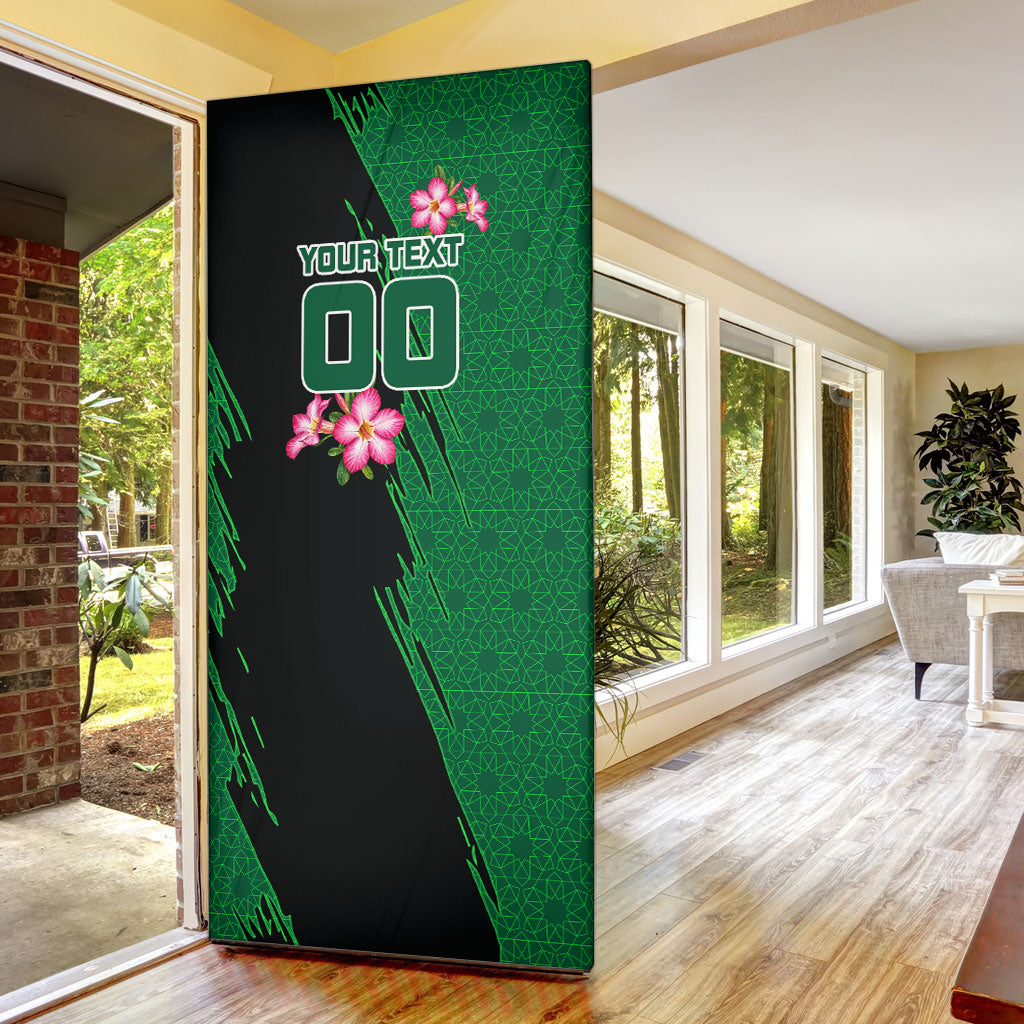 Personalized Saudi Arabia Football Door Cover Falcon Mascot Green - Desert Rose Geometric