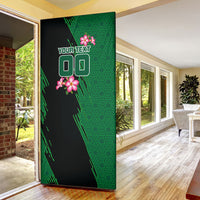Personalized Saudi Arabia Football Door Cover Falcon Mascot Green - Desert Rose Geometric