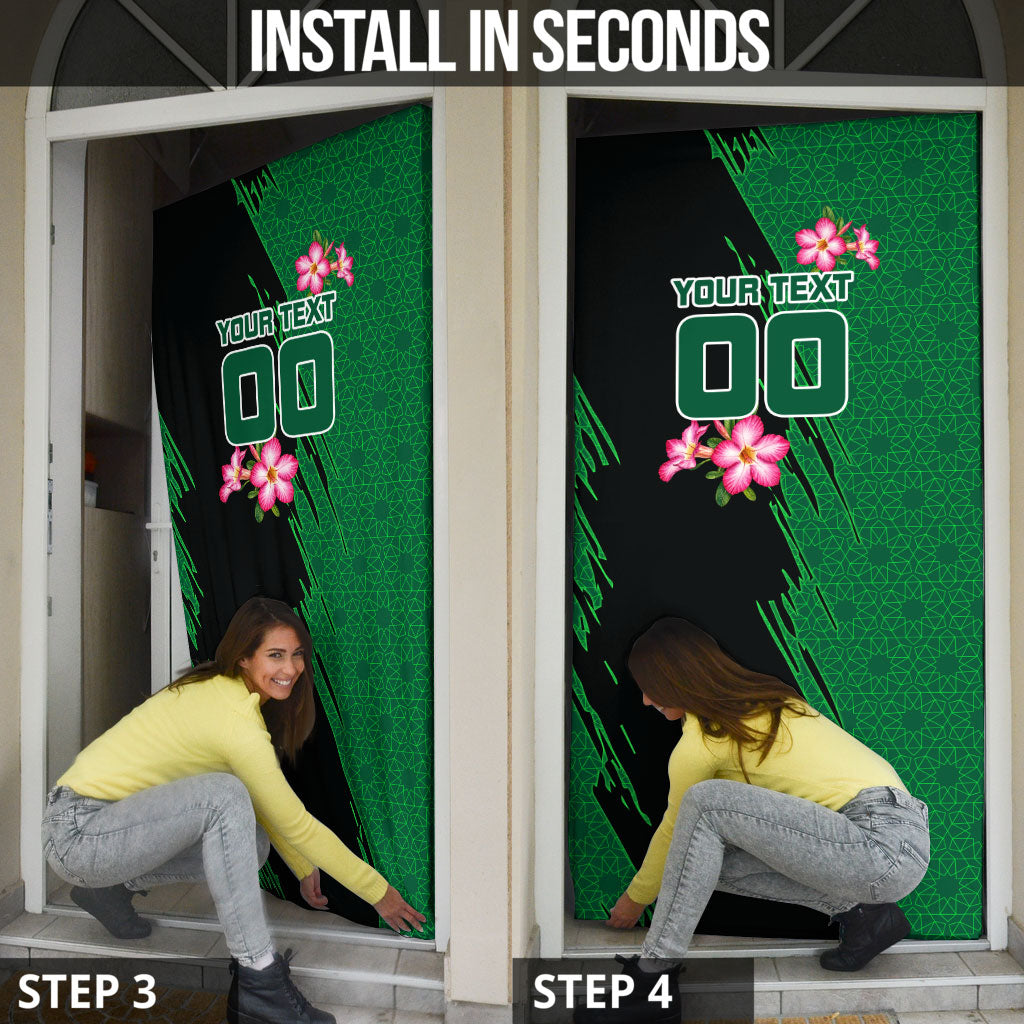 Personalized Saudi Arabia Football Door Cover Falcon Mascot Green - Desert Rose Geometric
