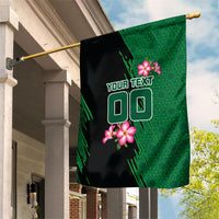 Personalized Saudi Arabia Football Garden Flag Falcon Mascot Green - Desert Rose Geometric