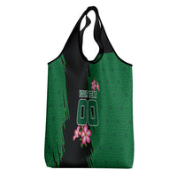 Personalized Saudi Arabia Football Grocery Bag Falcon Mascot Green - Desert Rose Geometric