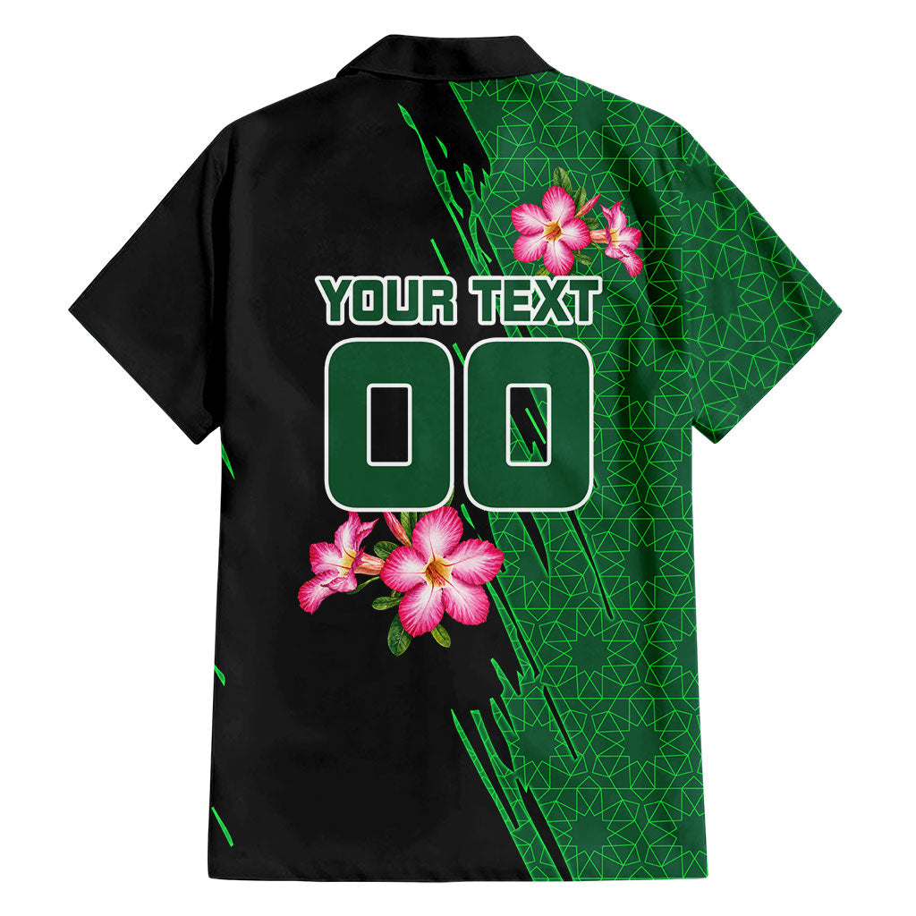 Personalized Saudi Arabia Football Hawaiian Shirt Falcon Mascot Green - Desert Rose Geometric
