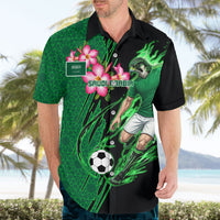 Personalized Saudi Arabia Football Hawaiian Shirt Falcon Mascot Green - Desert Rose Geometric