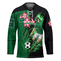 Personalized Saudi Arabia Football Hockey Jersey Falcon Mascot Green - Desert Rose Geometric