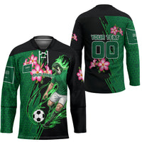 Personalized Saudi Arabia Football Hockey Jersey Falcon Mascot Green - Desert Rose Geometric