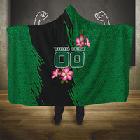Personalized Saudi Arabia Football Hooded Blanket Falcon Mascot Green - Desert Rose Geometric