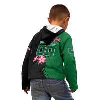 Personalized Saudi Arabia Football Kid Hoodie Falcon Mascot Green - Desert Rose Geometric