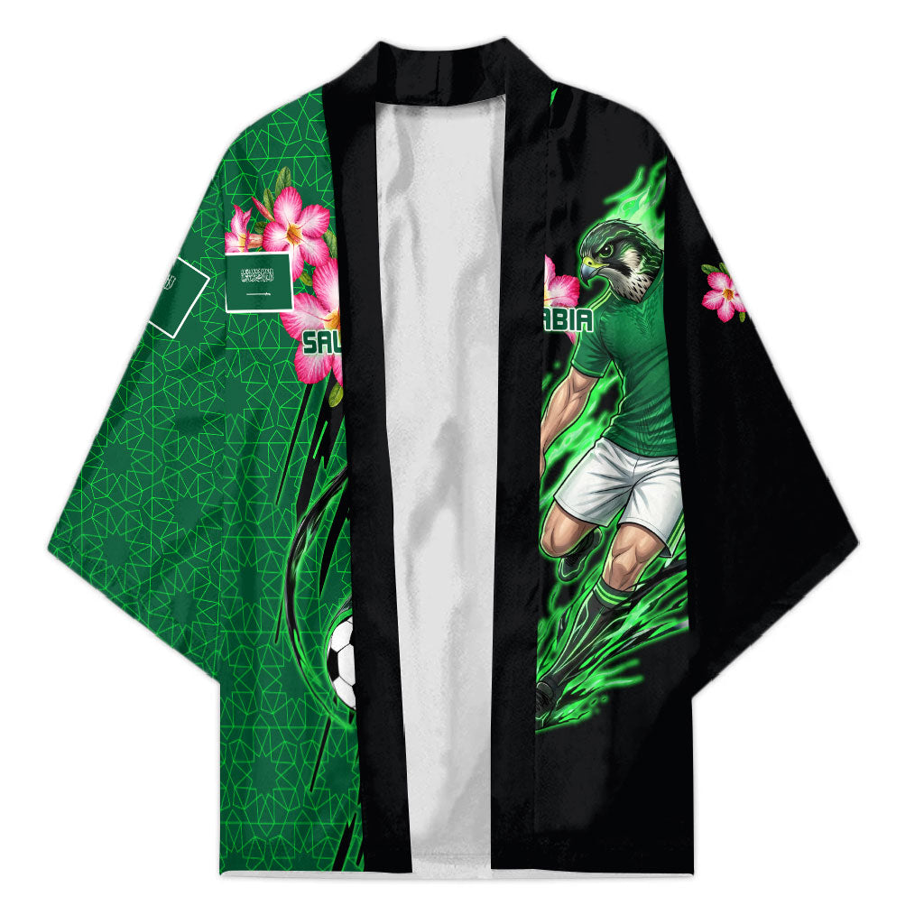 Personalized Saudi Arabia Football Kimono Falcon Mascot Green - Desert Rose Geometric