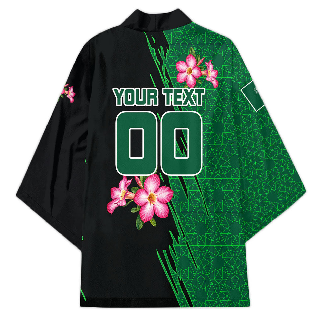 Personalized Saudi Arabia Football Kimono Falcon Mascot Green - Desert Rose Geometric