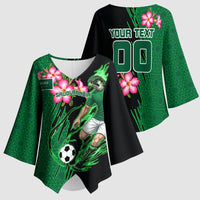 Personalized Saudi Arabia Football Kimono Sleeve Blouse Falcon Mascot Green - Desert Rose Geometric