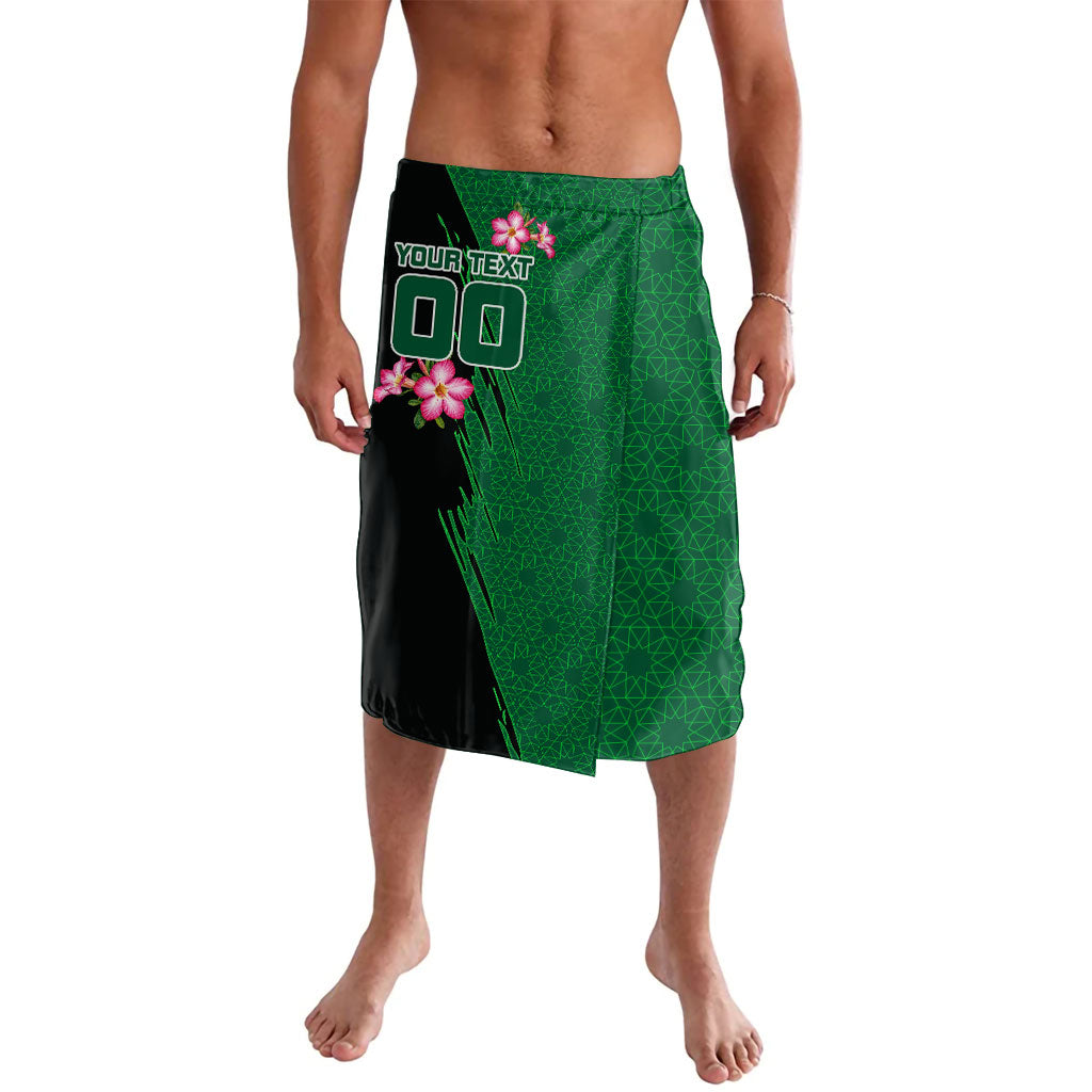 Personalized Saudi Arabia Football Lavalava Falcon Mascot Green - Desert Rose Geometric