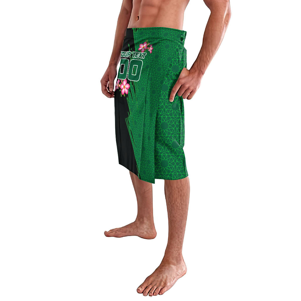 Personalized Saudi Arabia Football Lavalava Falcon Mascot Green - Desert Rose Geometric