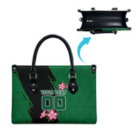 Personalized Saudi Arabia Football Leather Bag Falcon Mascot Green - Desert Rose Geometric