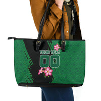 Personalized Saudi Arabia Football Leather Tote Bag Falcon Mascot Green - Desert Rose Geometric