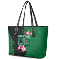 Personalized Saudi Arabia Football Leather Tote Bag Falcon Mascot Green - Desert Rose Geometric