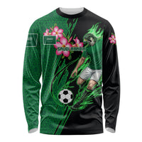 Personalized Saudi Arabia Football Long Sleeve Shirt Falcon Mascot Green - Desert Rose Geometric