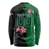 Personalized Saudi Arabia Football Long Sleeve Shirt Falcon Mascot Green - Desert Rose Geometric