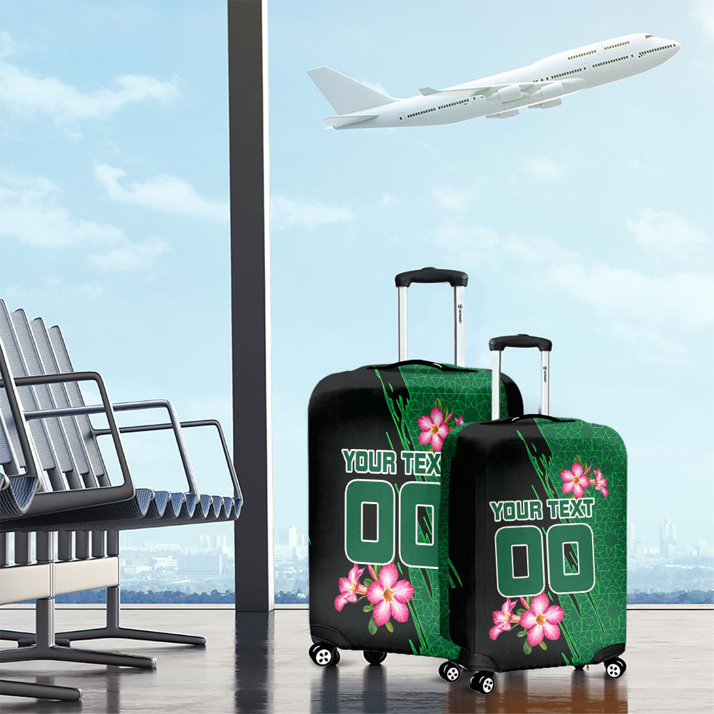 Personalized Saudi Arabia Football Luggage Cover Falcon Mascot Green - Desert Rose Geometric