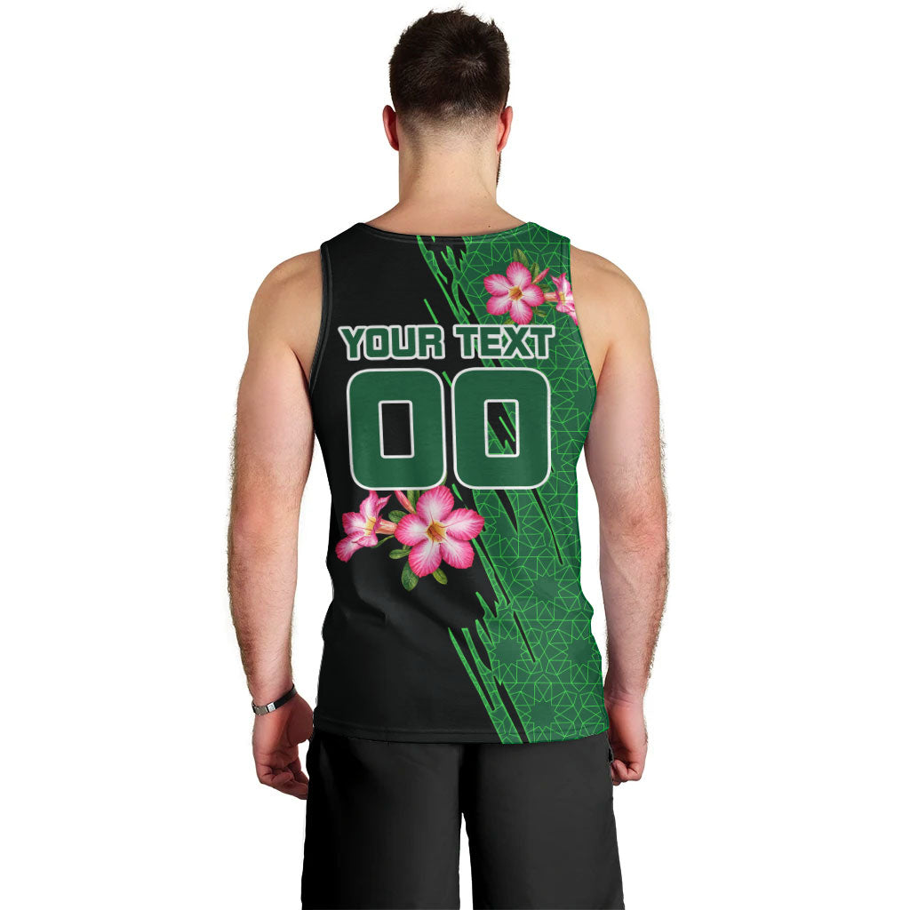 Personalized Saudi Arabia Football Men Tank Top Falcon Mascot Green - Desert Rose Geometric