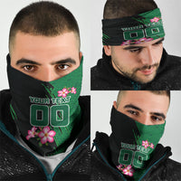 Personalized Saudi Arabia Football Neck Gaiter Falcon Mascot Green - Desert Rose Geometric