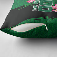 Personalized Saudi Arabia Football Pillow Cover Falcon Mascot Green - Desert Rose Geometric