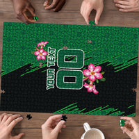 Personalized Saudi Arabia Football Puzzle Falcon Mascot Green - Desert Rose Geometric