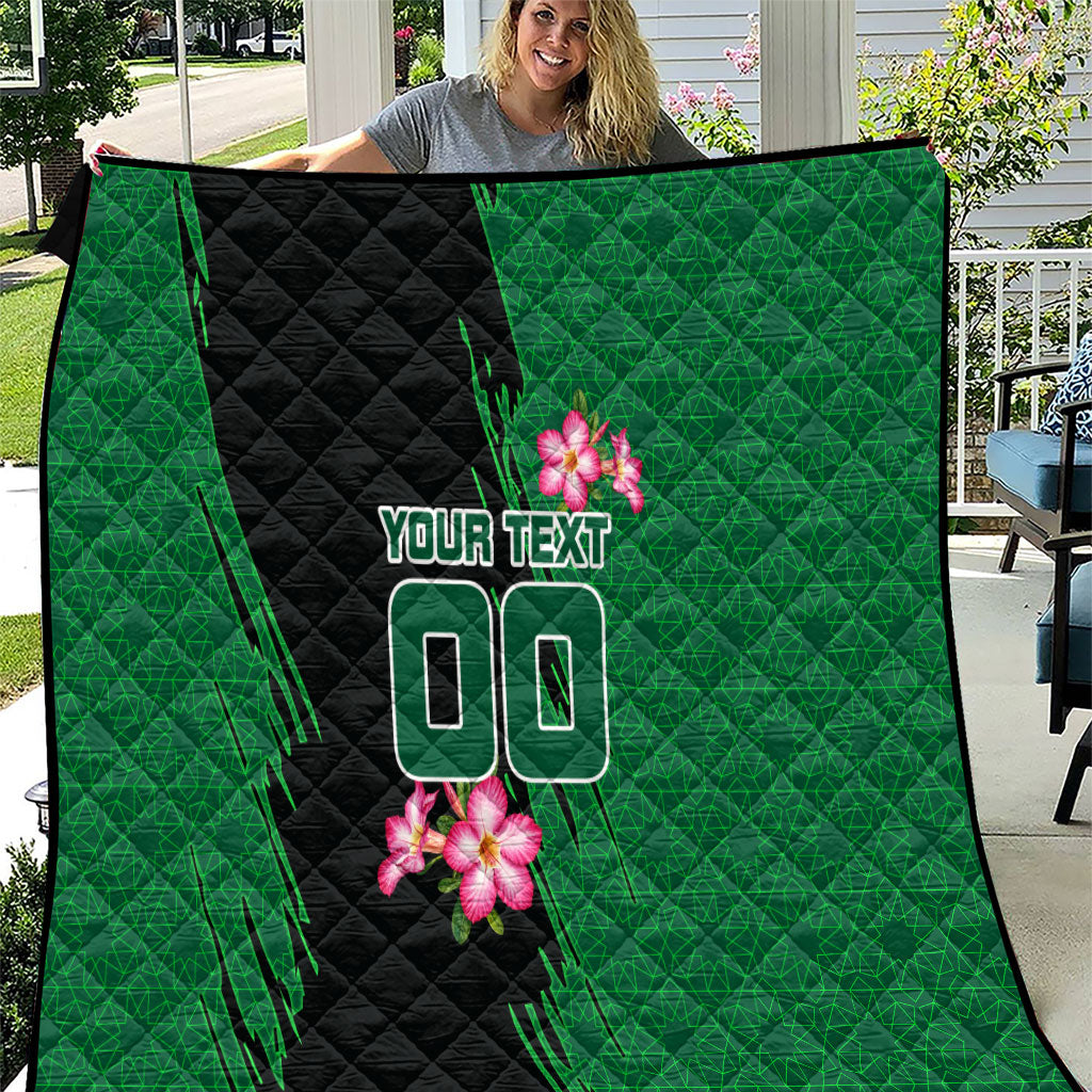Personalized Saudi Arabia Football Quilt Falcon Mascot Green - Desert Rose Geometric