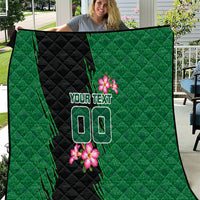 Personalized Saudi Arabia Football Quilt Falcon Mascot Green - Desert Rose Geometric