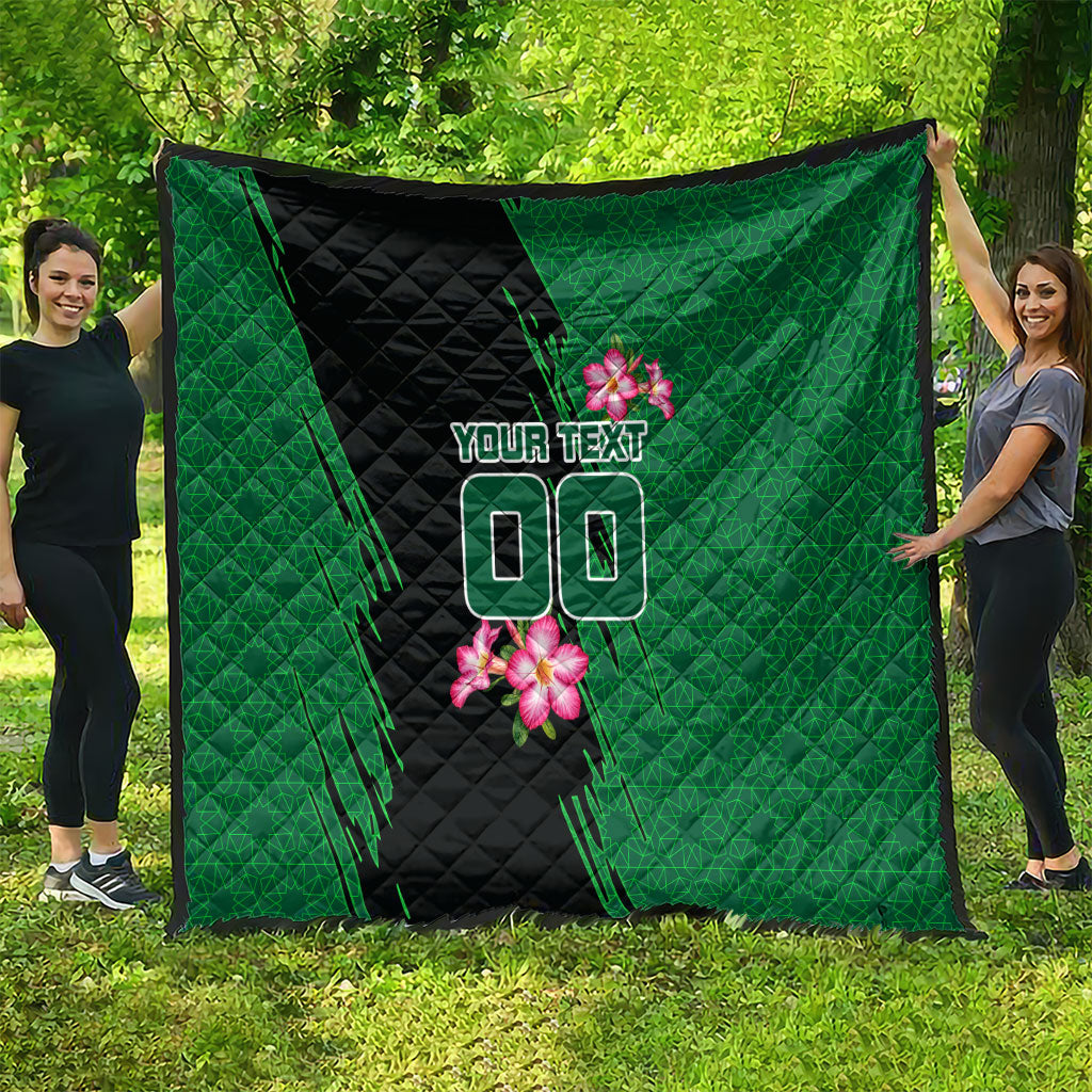 Personalized Saudi Arabia Football Quilt Falcon Mascot Green - Desert Rose Geometric