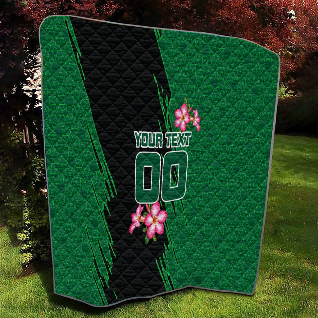 Personalized Saudi Arabia Football Quilt Falcon Mascot Green - Desert Rose Geometric