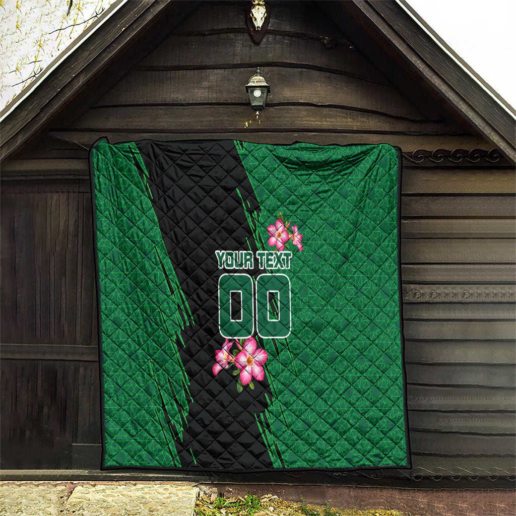 Personalized Saudi Arabia Football Quilt Falcon Mascot Green - Desert Rose Geometric