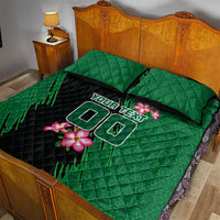 Personalized Saudi Arabia Football Quilt Bed Set Falcon Mascot Green - Desert Rose Geometric