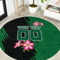 Personalized Saudi Arabia Football Round Carpet Falcon Mascot Green - Desert Rose Geometric