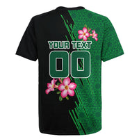 Personalized Saudi Arabia Football Rugby Jersey Falcon Mascot Green - Desert Rose Geometric