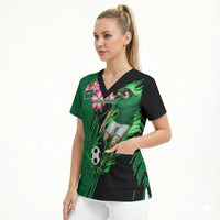 Personalized Saudi Arabia Football Scrub Top Falcon Mascot Green - Desert Rose Geometric