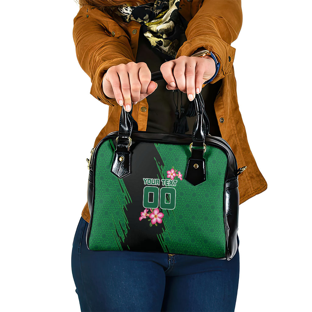 Personalized Saudi Arabia Football Shoulder Handbag Falcon Mascot Green - Desert Rose Geometric