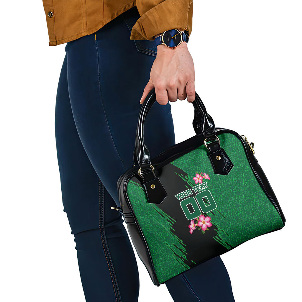 Personalized Saudi Arabia Football Shoulder Handbag Falcon Mascot Green - Desert Rose Geometric