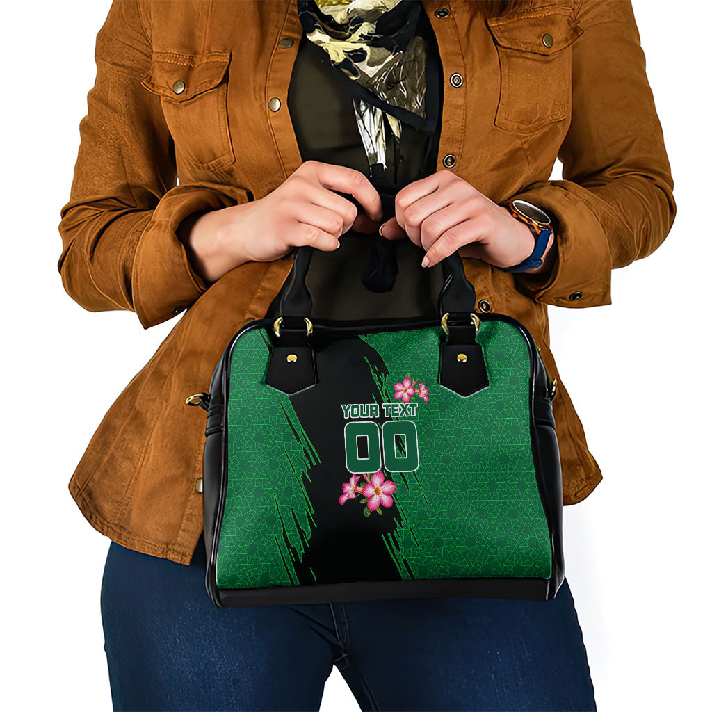 Personalized Saudi Arabia Football Shoulder Handbag Falcon Mascot Green - Desert Rose Geometric