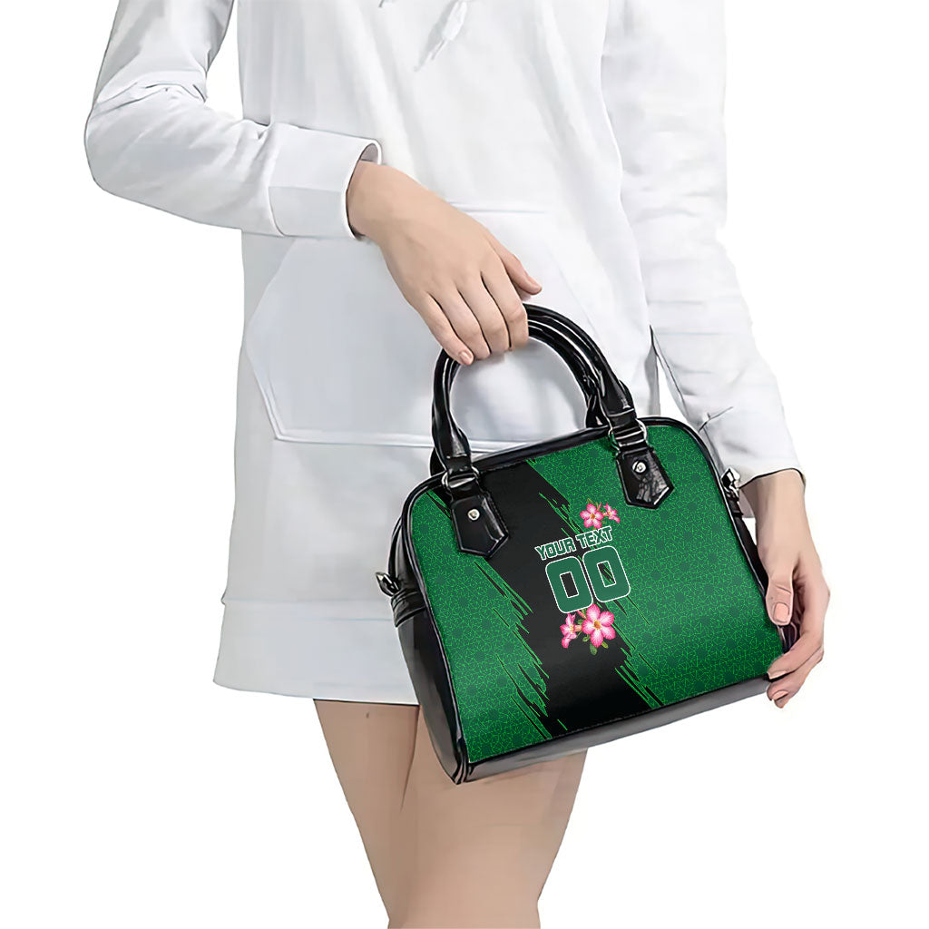Personalized Saudi Arabia Football Shoulder Handbag Falcon Mascot Green - Desert Rose Geometric