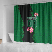 Personalized Saudi Arabia Football Shower Curtain Falcon Mascot Green - Desert Rose Geometric