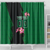 Personalized Saudi Arabia Football Shower Curtain Falcon Mascot Green - Desert Rose Geometric