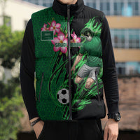 Personalized Saudi Arabia Football Sleeveless Puffer Jacket Falcon Mascot Green - Desert Rose Geometric