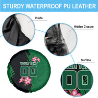 Personalized Saudi Arabia Football Spare Tire Cover Falcon Mascot Green - Desert Rose Geometric