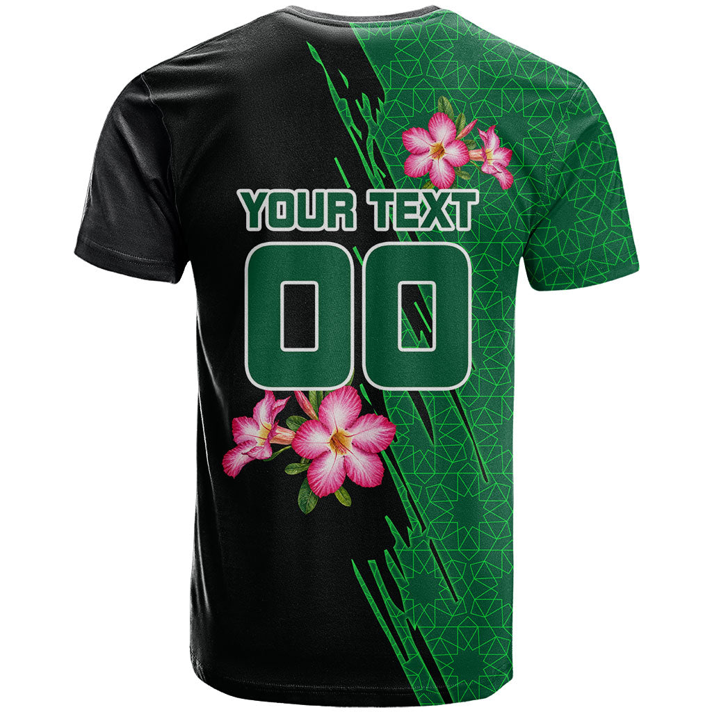 Personalized Saudi Arabia Football T Shirt Falcon Mascot Green - Desert Rose Geometric